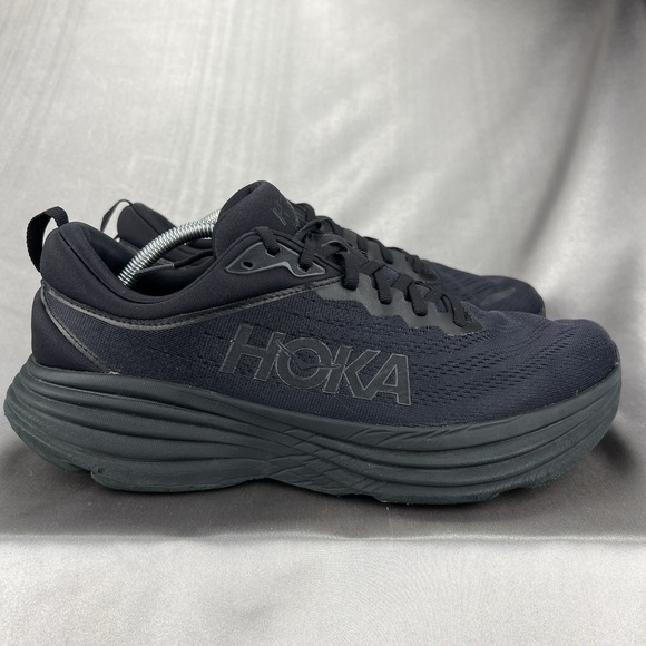 Hoka Bondi 8 Men's 12 D Athletic Sneakers Triple Black Casual Shoes 1123202 BBLC - Picture 3 of 13